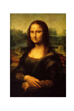 Animation of Mona Lisa painting approximations that decrease in fidelity